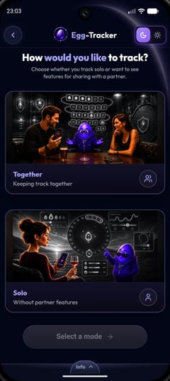 Choice between tracking together or alone in the dark EggClipse theme