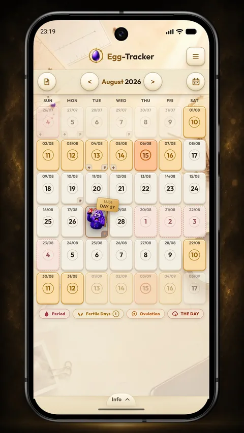 Screenshot: the month calendar in the light EggSposure theme